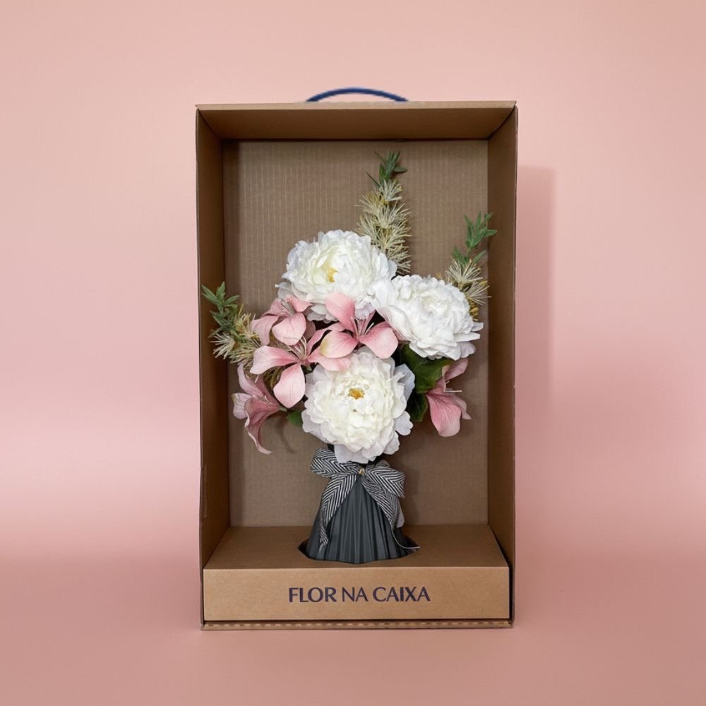 Buquê Delicadeza da Alma - Rosa e Branco já Envasado