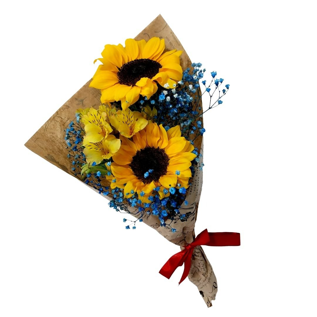 Encantador Buquê com 2 Girassóis