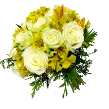 Buquê de 15 Rosas Brancas com Astromélias