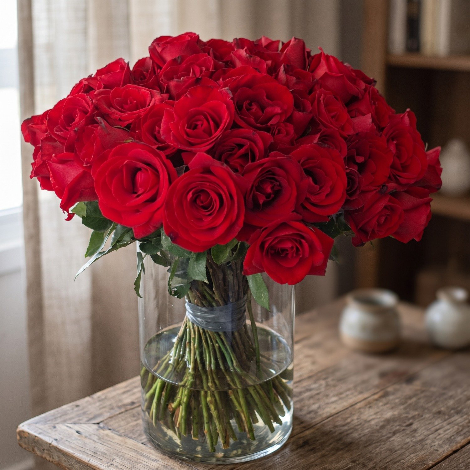 Arranjo Minha Vida com 100 Rosas no Vaso 