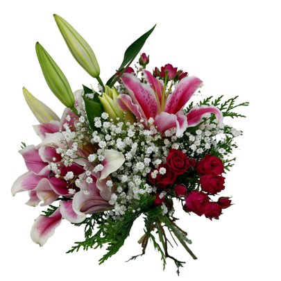 Buquê de Lirio, Gispo e Mini Rosa