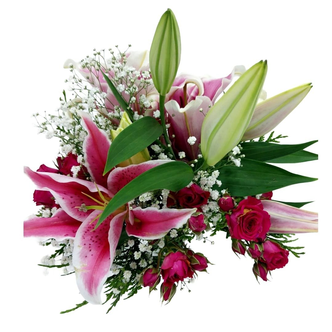 Buquê de Lirio, Gispo e Mini Rosa