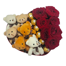 Linha Super Luxo Coração com Urso,Rosas e Chocolate