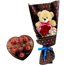 Meu Coração Encantado com Urso e Rosa Importada