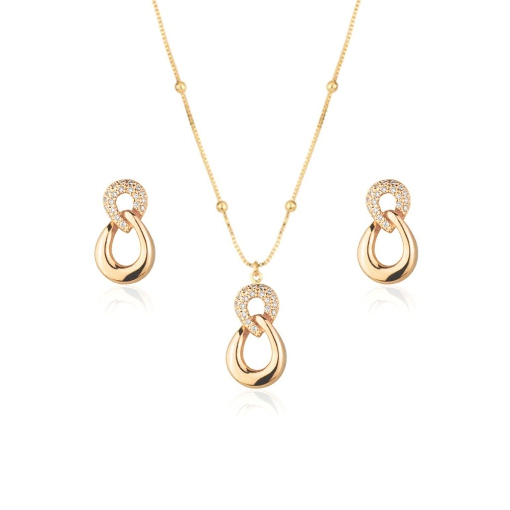 Conjunto  de Colar e Brincos Elos Semijoia