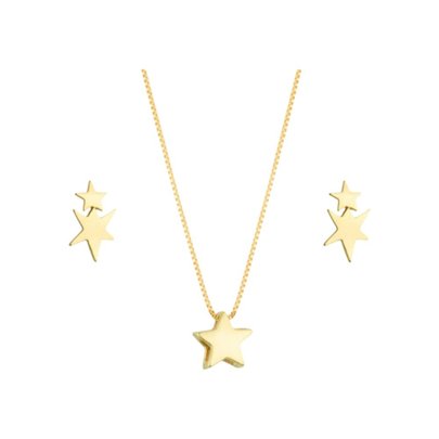 Conjunto Colar e Brinco Estrela Semijoia