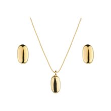 Conjunto de Colar e Brinco Oval Semijoia