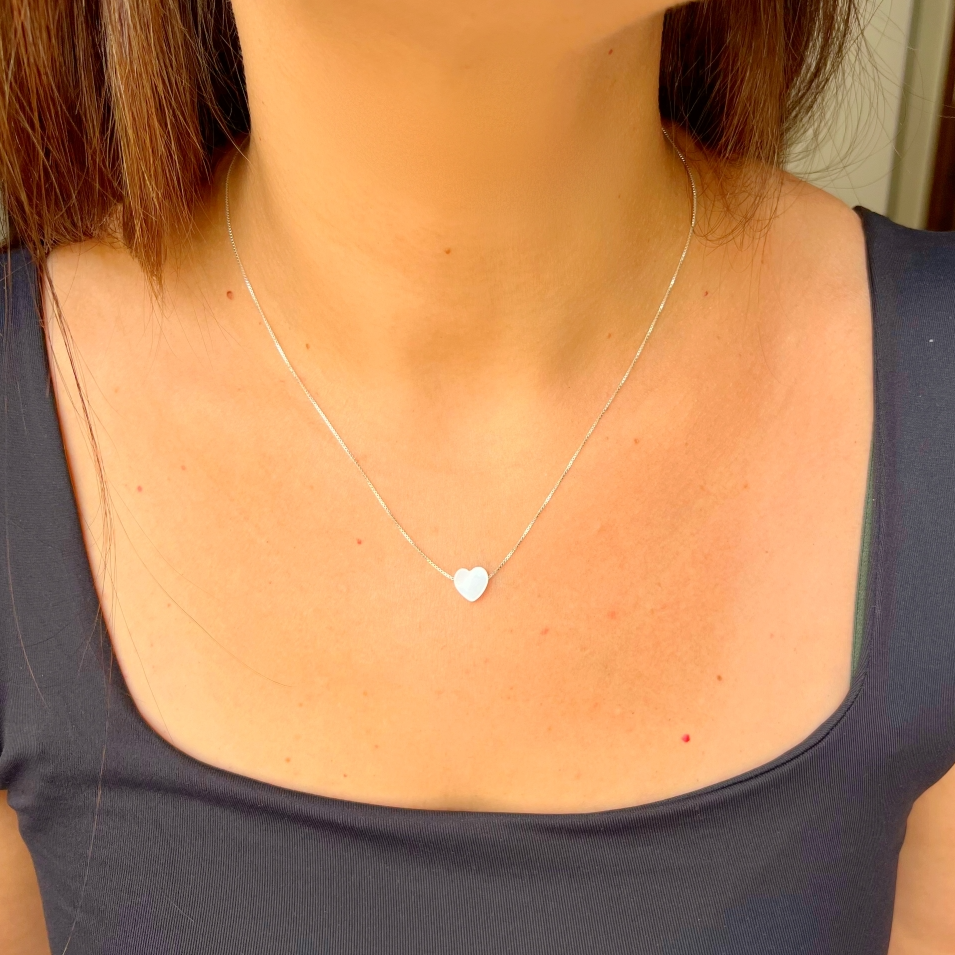 Colar Coração Madre Pérola Prata 925