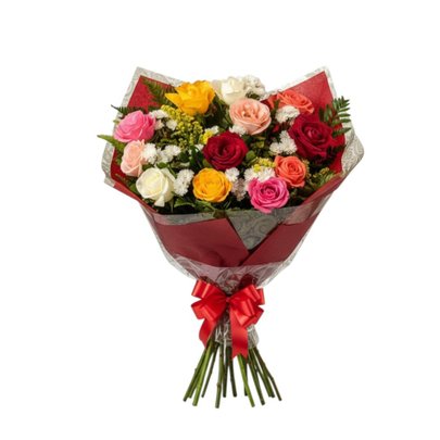 Buquê Alegria em Rosas Coloridas