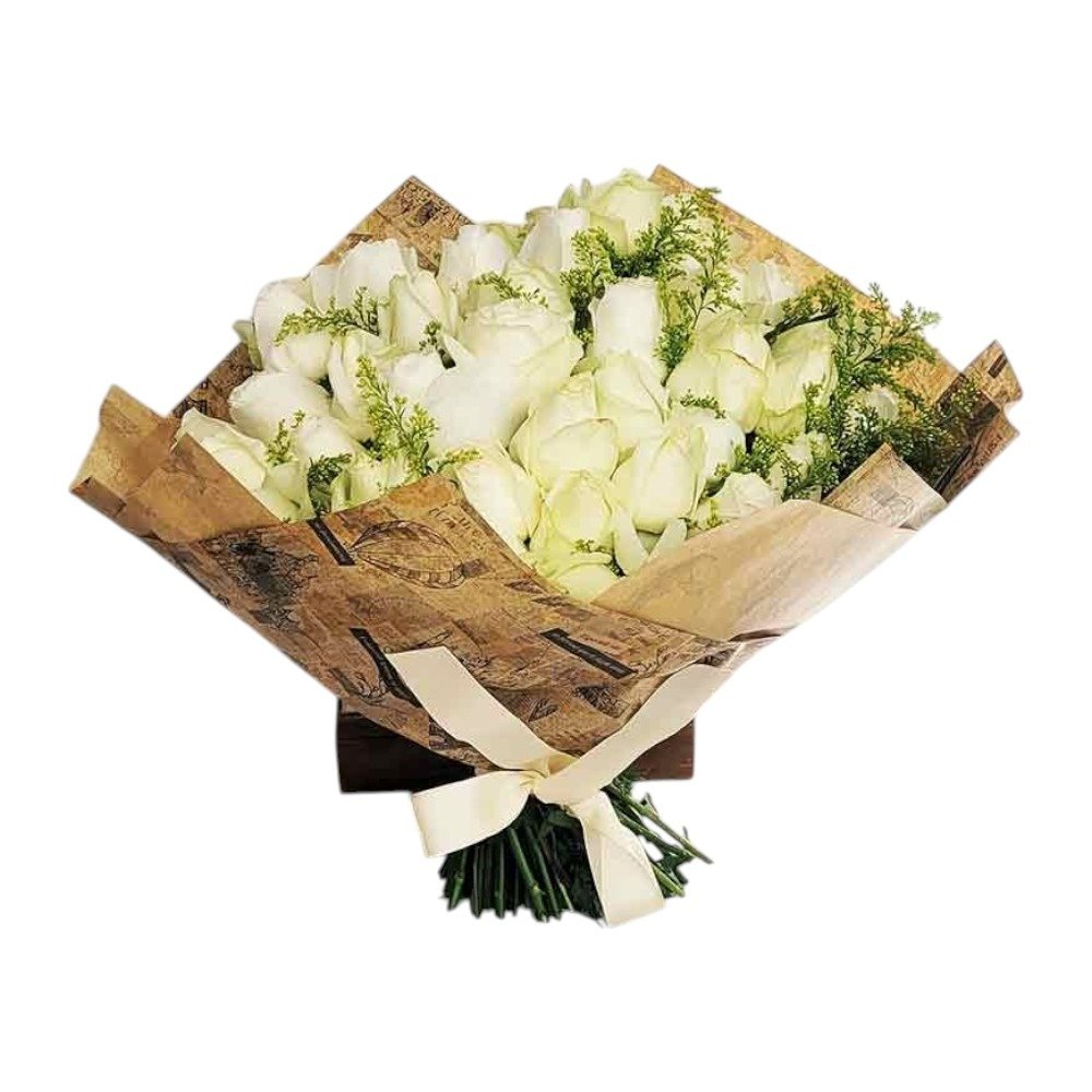 Buquê de Rosas Brancas 50 Rosas 