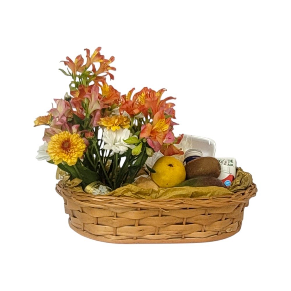 Cesta Café da Manhã Com Flores Delicadas