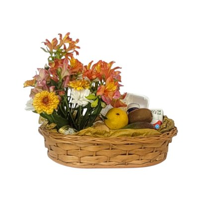 Cesta Café da Manhã Com Flores Delicadas