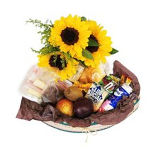 Cesta de Café da Manhã Com flores Girassol