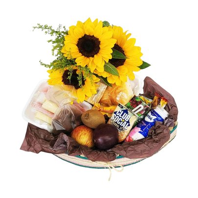 Cesta de Café da Manhã Com flores Girassol