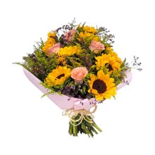 Buquê de Girassol Com Rosa Cor de Rosa em Brasília!