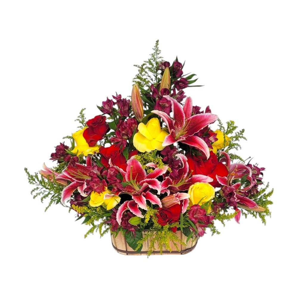 Arranjo de Lírios Perfumados Rosas e Astromélias