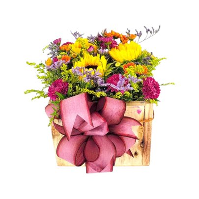 Buquê Caixa Box com Girassol e Flor do Campo Brasília