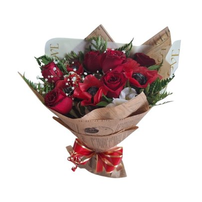 Buque Trufado 6 Rosas e 6 Trufas Cacau Show