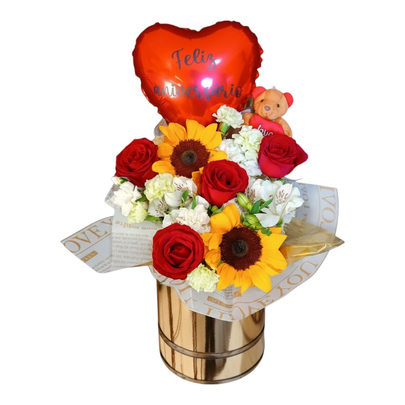 Cachepô Rosas e Girassóis Amor Radiante