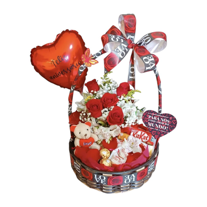 Cesta de Chocolate Aniversário Doce Parabéns