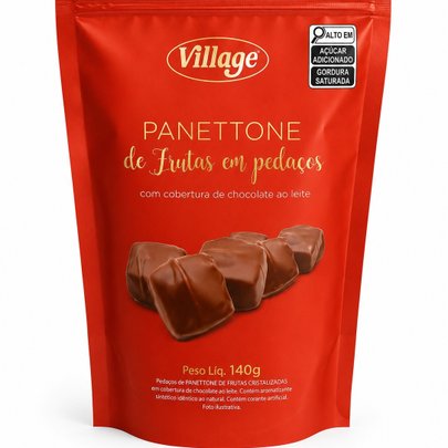 Panetone de Frutas em Pedaços com Cobertura  Chocolate