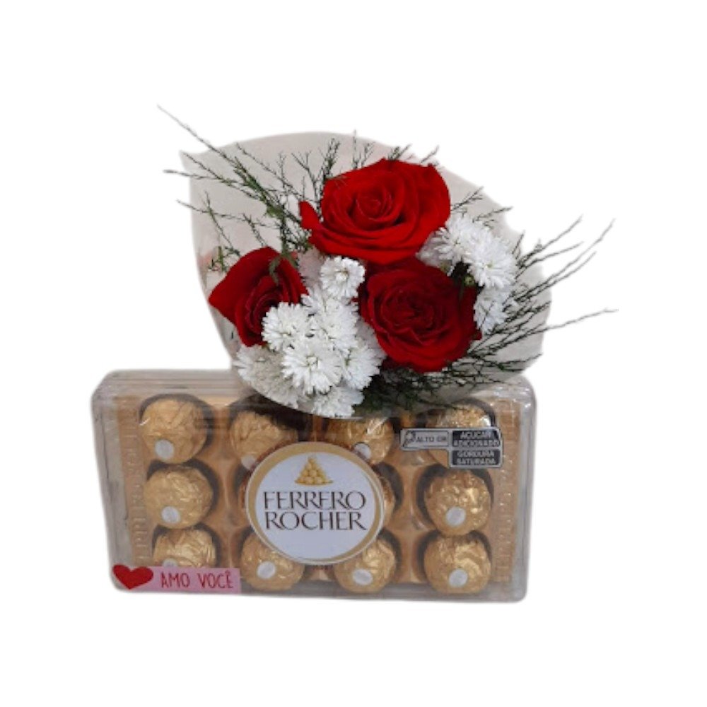 Buquê Doce Amor Rosas e Ferrero 