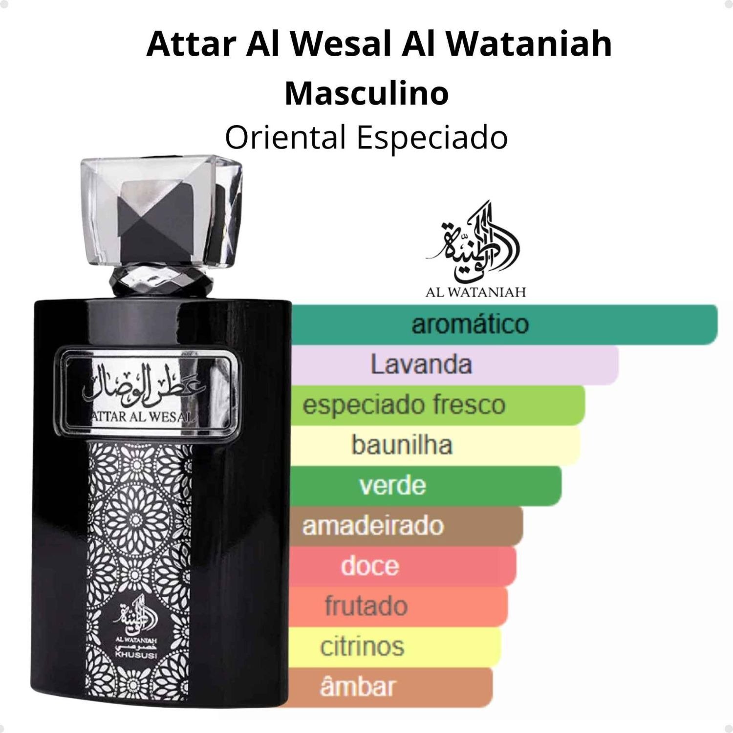 Cesta com Perfume Árabe Masculino Attar Al Wesal 100ml