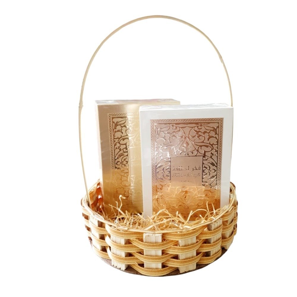 Cesta Perfumes Árabes Fakhar Gold e Rose Lattafa 100ml