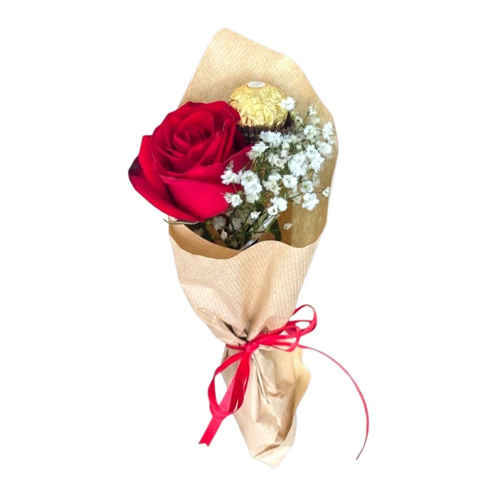 Rosa Única Com Ferrero Rocher