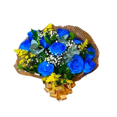 Buquê 10 Rosas Azuis