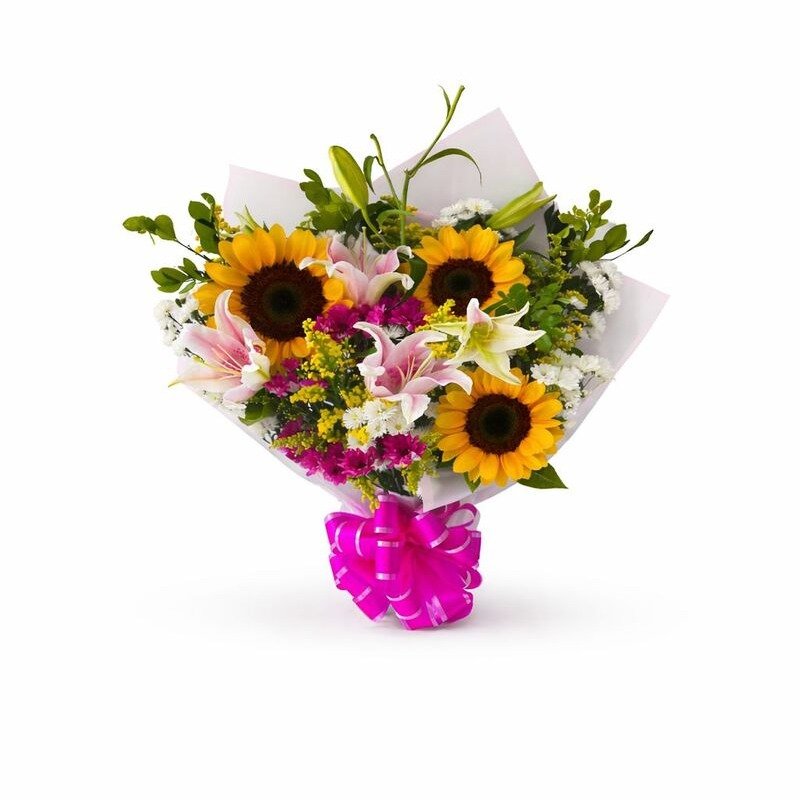 Buquê Misto com Girassóis e Lírio