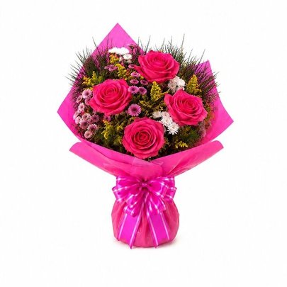 Buquê Vibrante de Rosas Pink