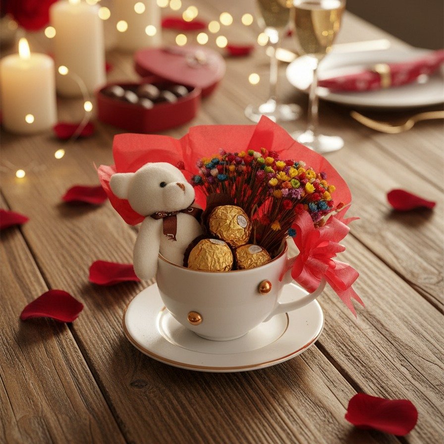 Bouquet na Xícara Ouro