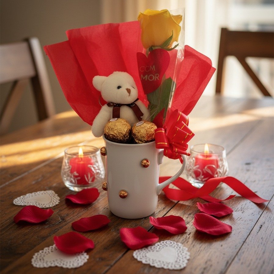 Bouquet na Caneca Ouro Alegria