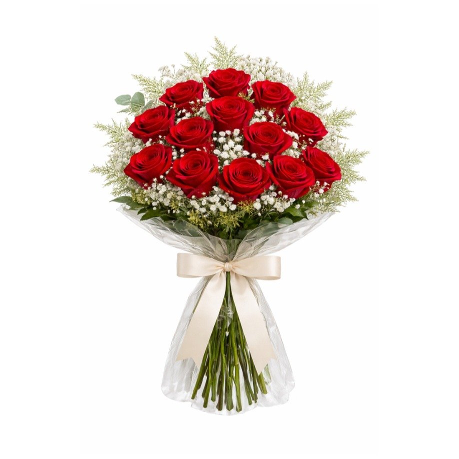 Buquê Clássico com 12 Rosas Nacionais