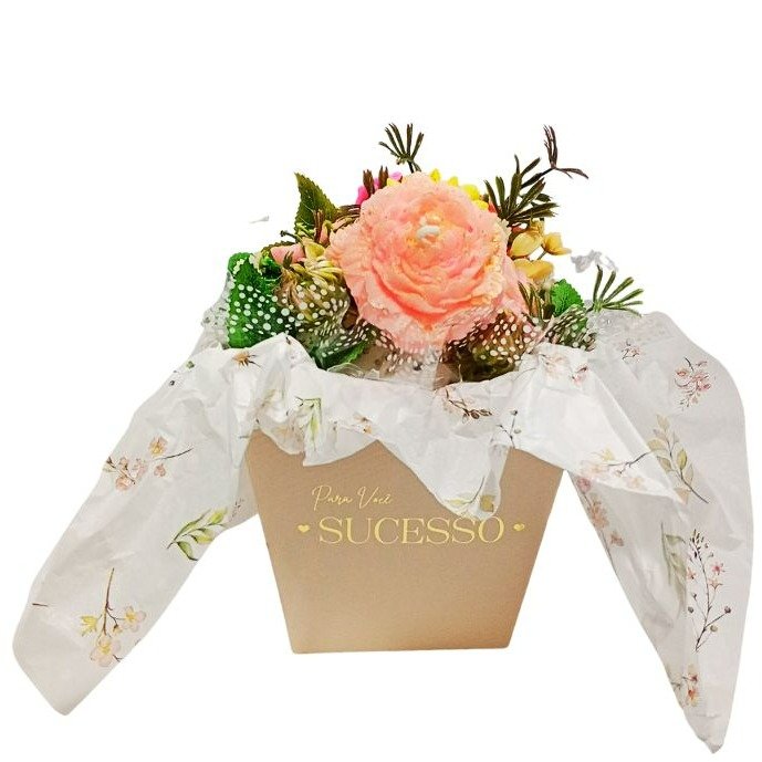 Arranjo Flores Cera Aromático Gratidão Sucesso Grande