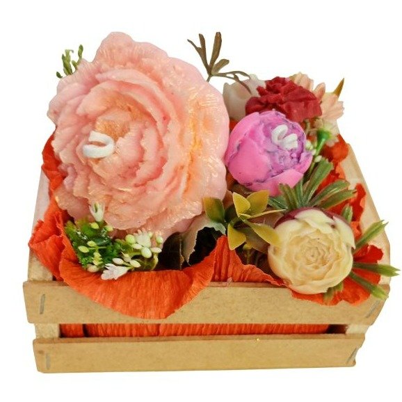 Arranjo Aromático Flores Vela e Cera Pequeno