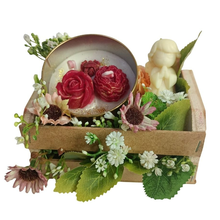 Arranjo Flores Vela Aromática Lata Dour Anjo Desculpa