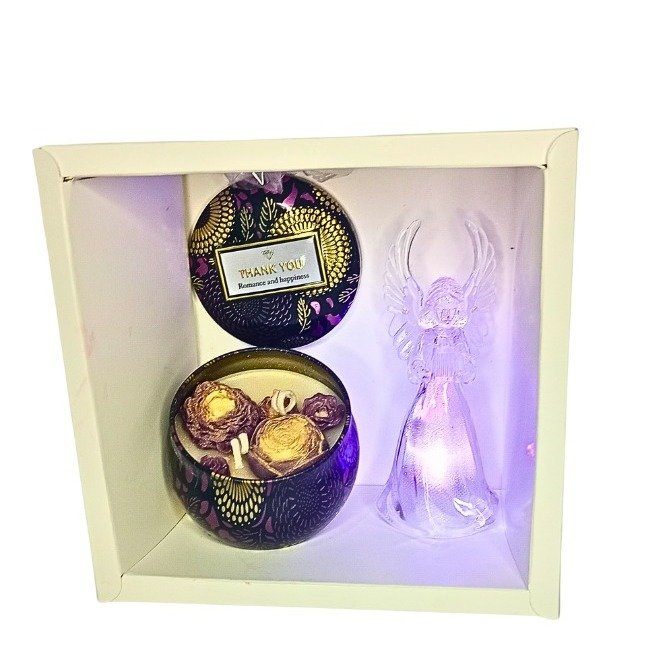 Caixa Vela Aromática Mandala Com Anjo Iluminado