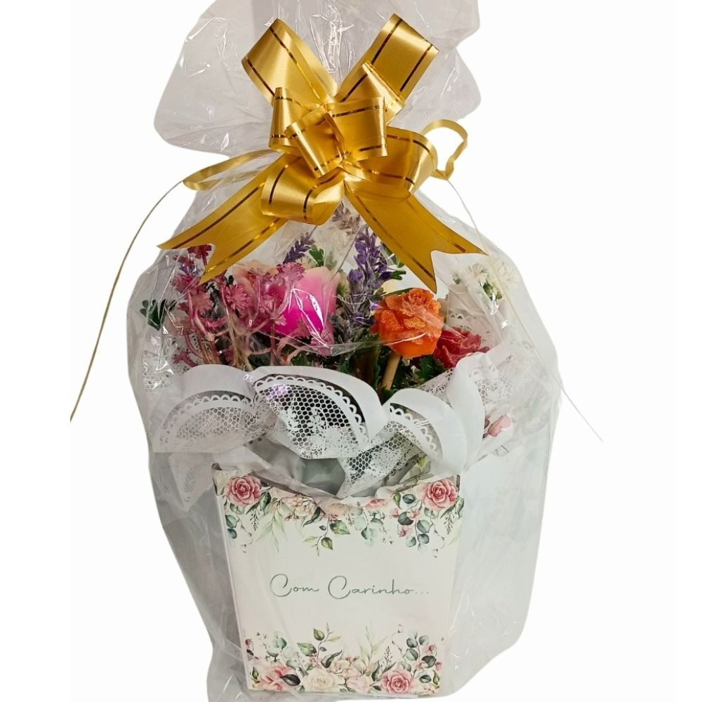 Box Carinho Aromático com Velas e Flores Artificiais