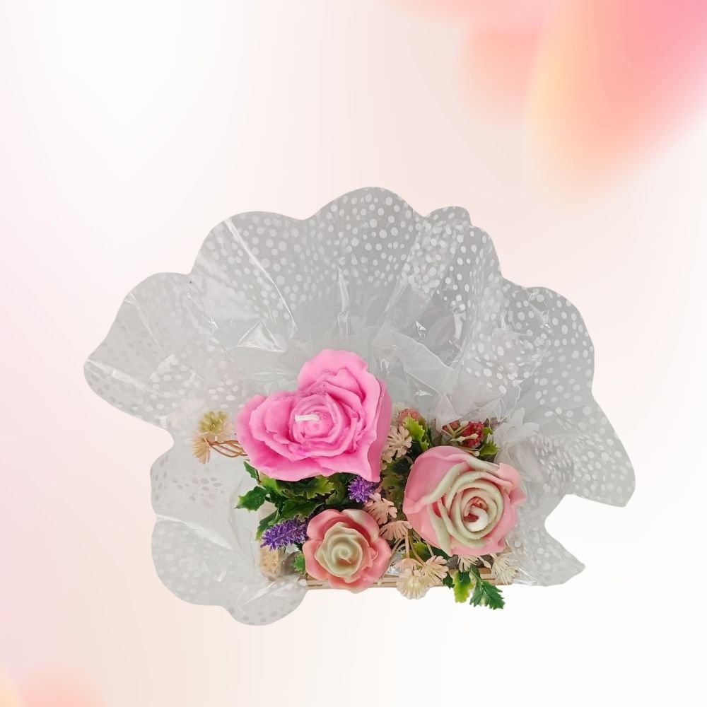 Kit Mini Caixa Coração com Flores e Velas