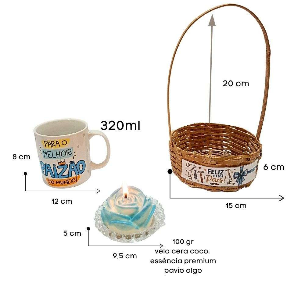 Kit Pais com Caneca Melhor Paizão e Vela 