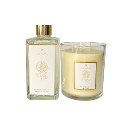 Kit Presente Floral Vela Perfumada e Difusor varetas