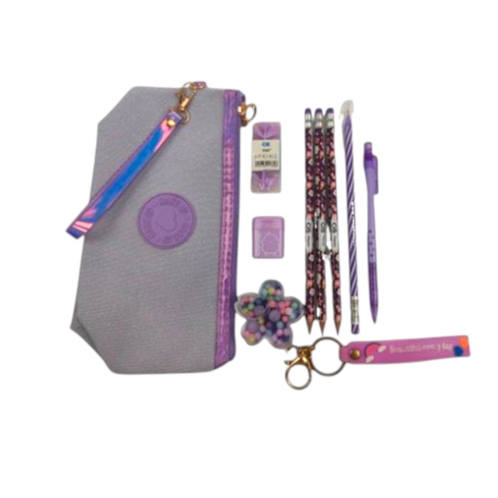 Kit Papelaria Lilás 9 Itens