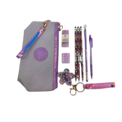 Kit Papelaria Lilás 9 Itens