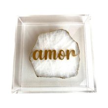 Quadro em Acrílico com Chapa de Quartzo Branco Amor