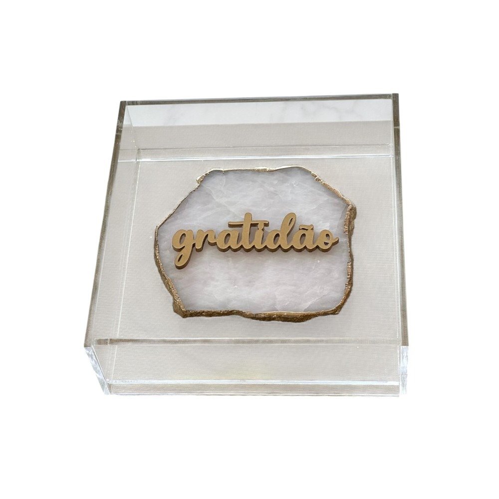 Quadro em Acrílico com Chapa de Quartzo Gratidão