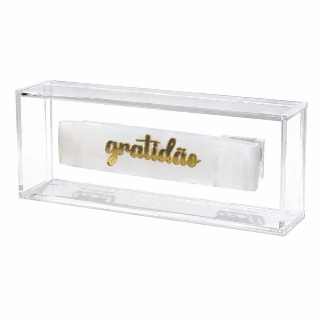 Quadro em Acrílico com Chapa de Selenita Gratidão