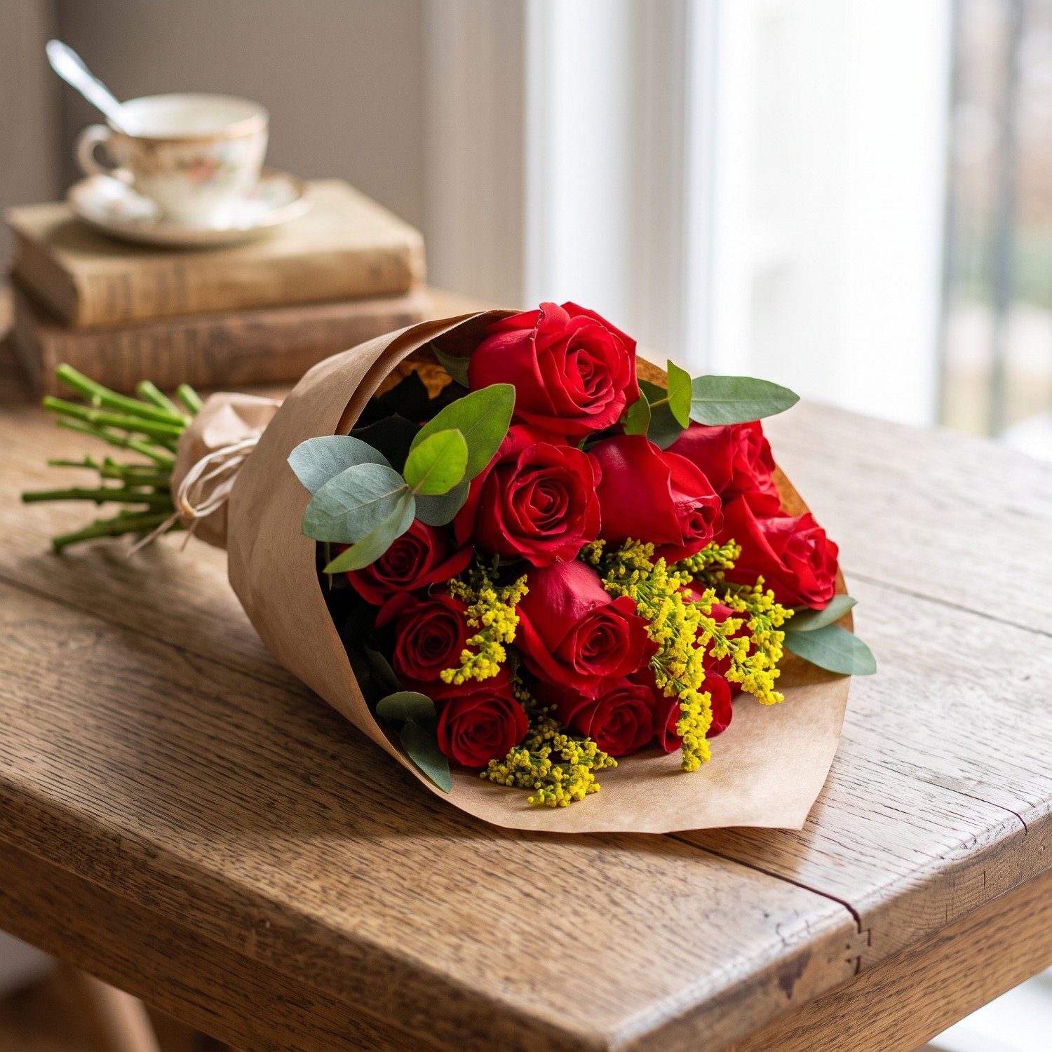Buquê com Lindas 10 Rosas Vermelhas