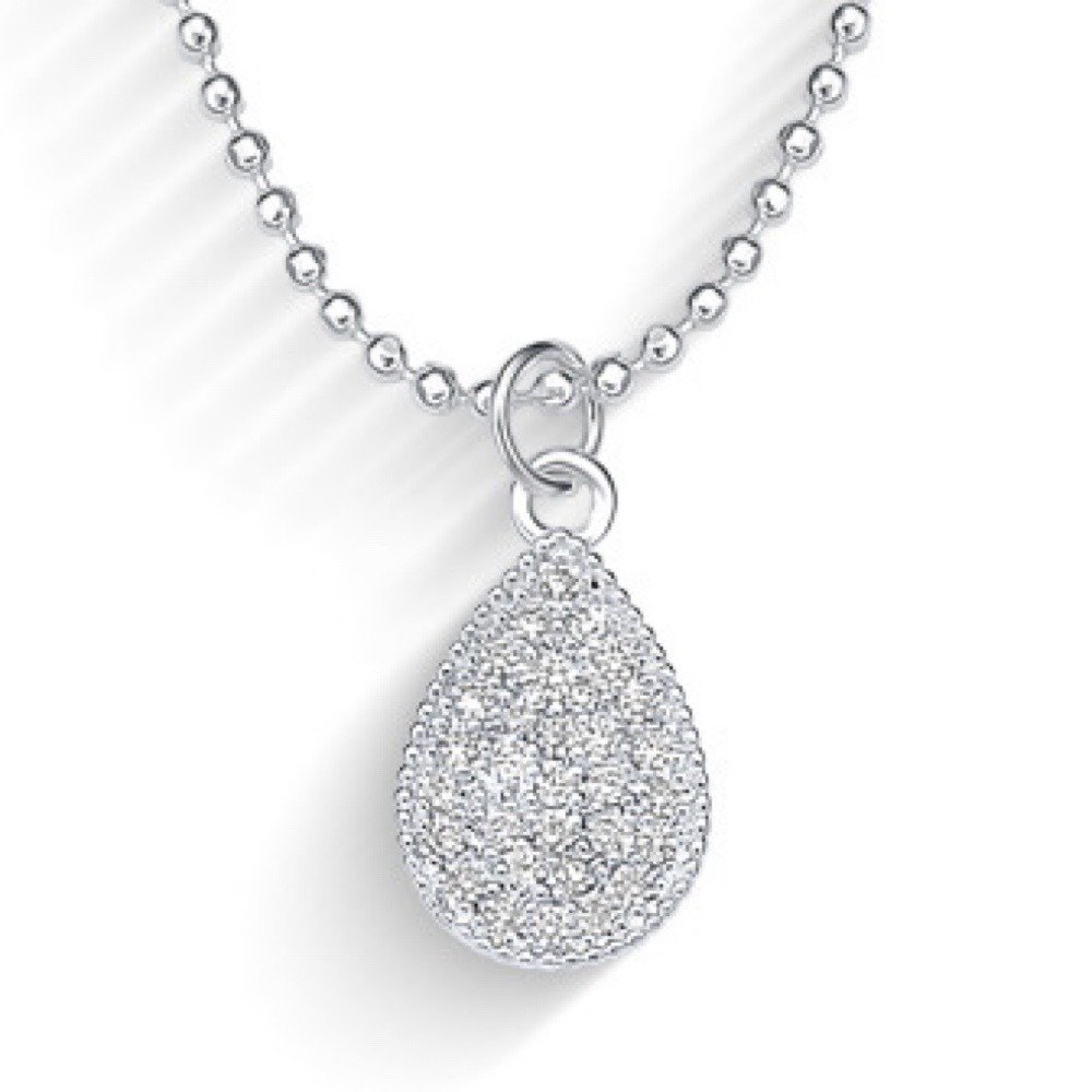 Colar com Pingente Gota Prata 